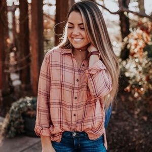 Free People No Limits Plaid Top (size S)